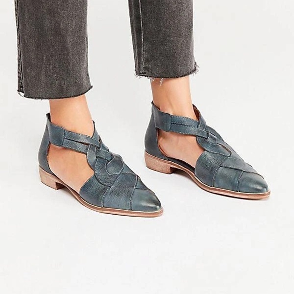 Free People Blue Cutout Flats